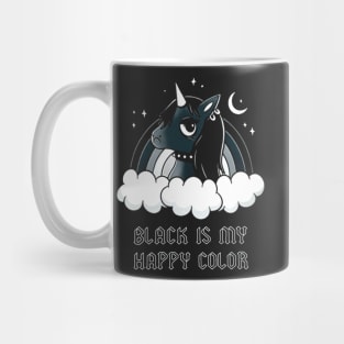 Unicorn Black Is My Happy Color Mug